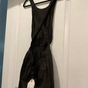 Black open back cross strap maxi dress